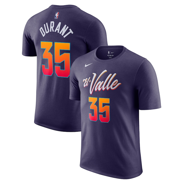 Men's Phoenix Suns #35 Kevin Durant Purple 2023/24 City Edition Name & Number T-Shirt